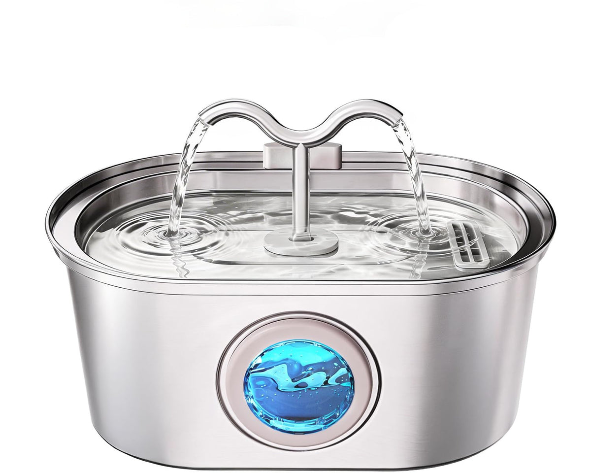 3.2L Stainless Steel Pet Water Fountain with Dual Spouts