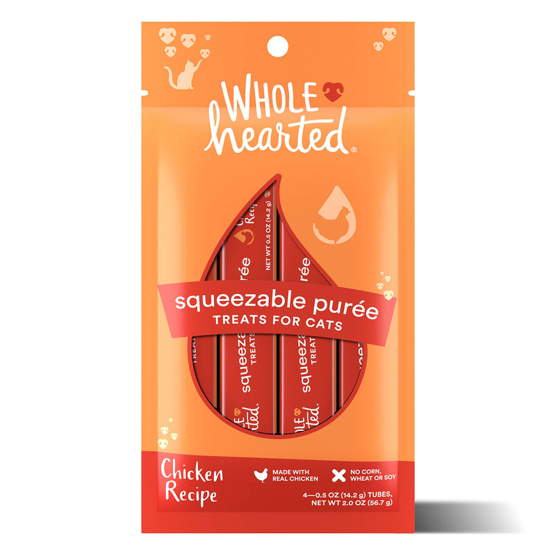 WholeHearted Chicken Puree Cat Treats, 0.5 oz, 4 Pack