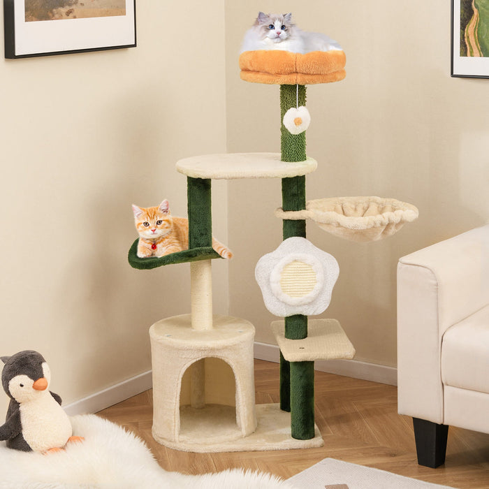 Flower Cat Tree with Plush Top Perch