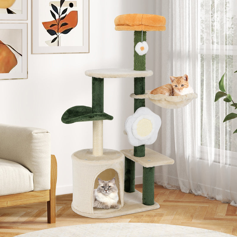 Flower Cat Tree with Plush Top Perch