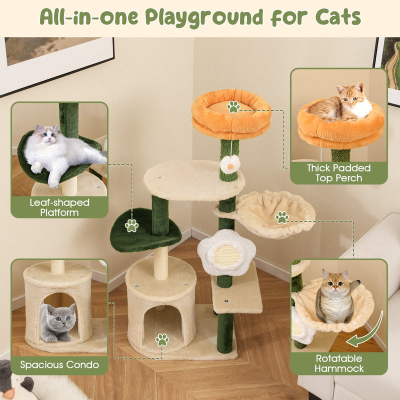 Flower Cat Tree with Plush Top Perch