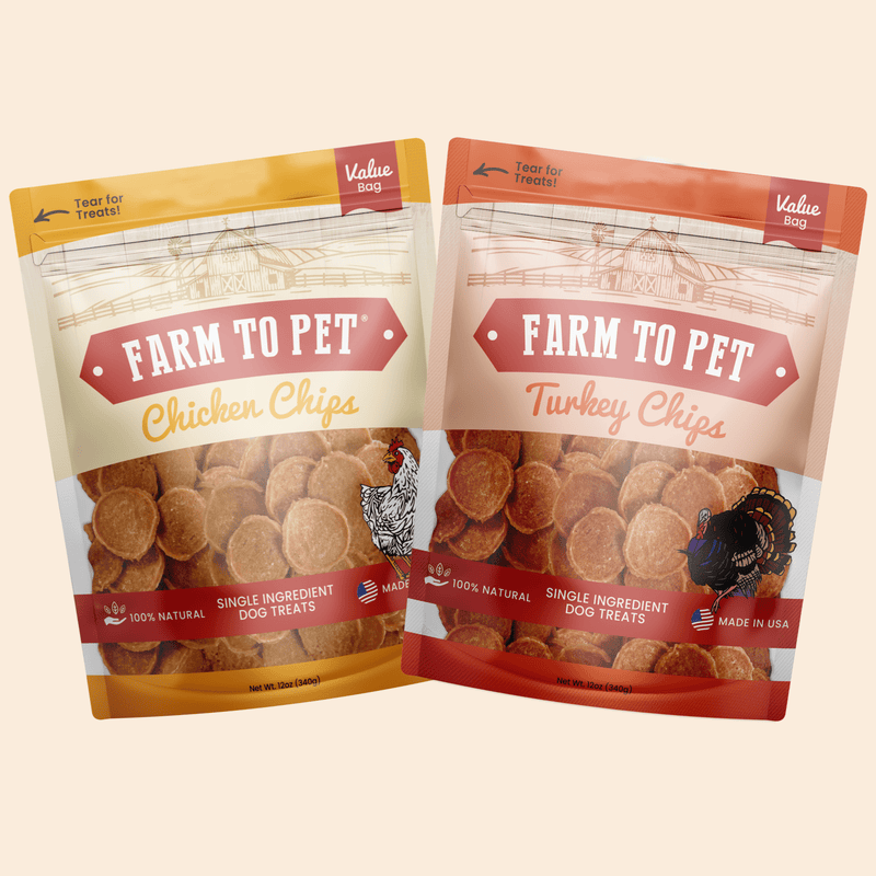 Turkey & Chicken Chip Dog Treat Duo | Single-Ingredient Poultry Treats for Dogs