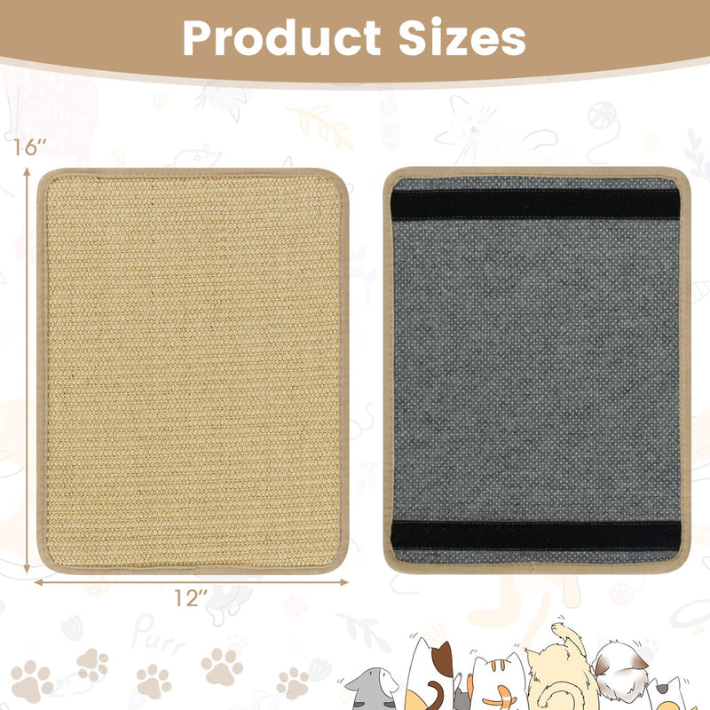 Natural Sisal Cat Scratcher Mats, 16 × 12 inches, 12 Pack