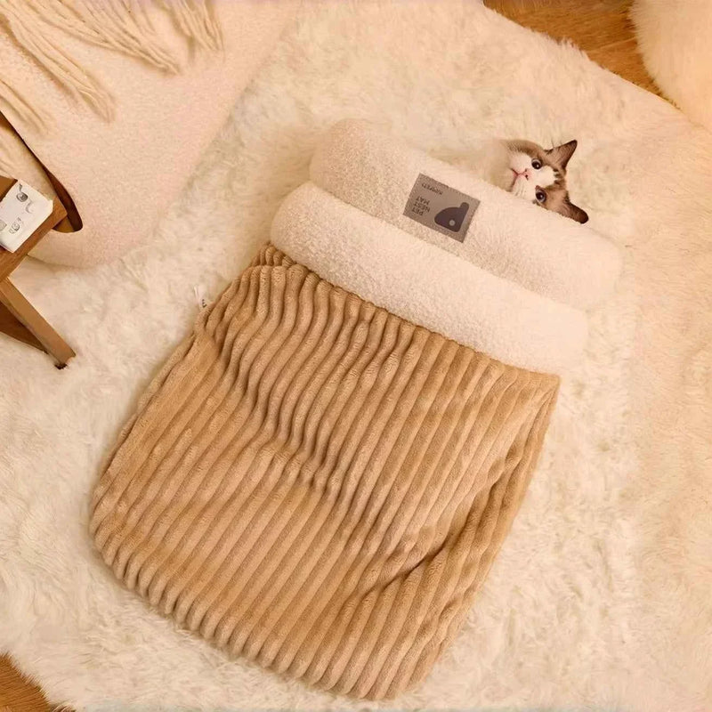 Kawaii Winter Plush Cat Sleeping Bag