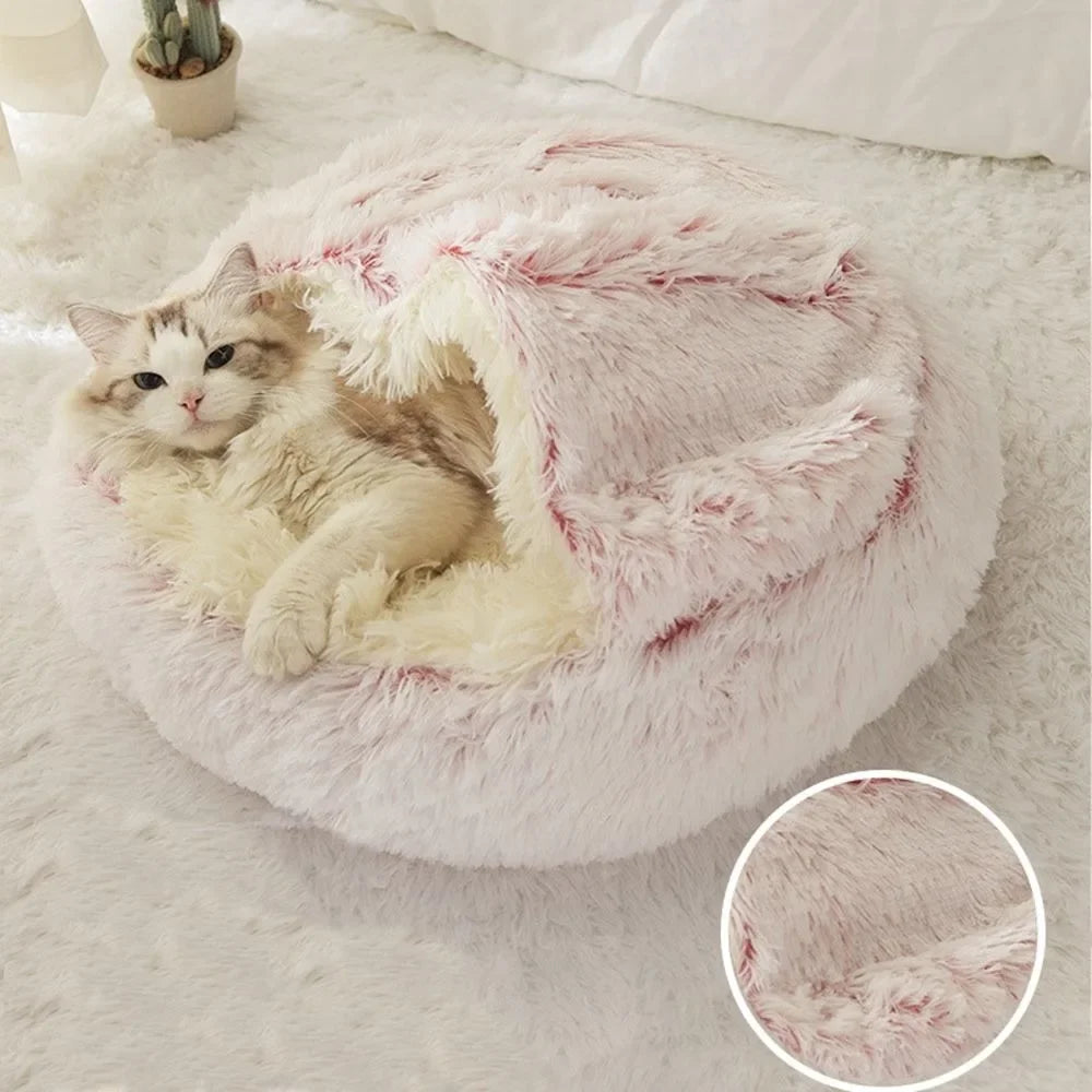 Enclosed Round Plush Cat & Dog Nest