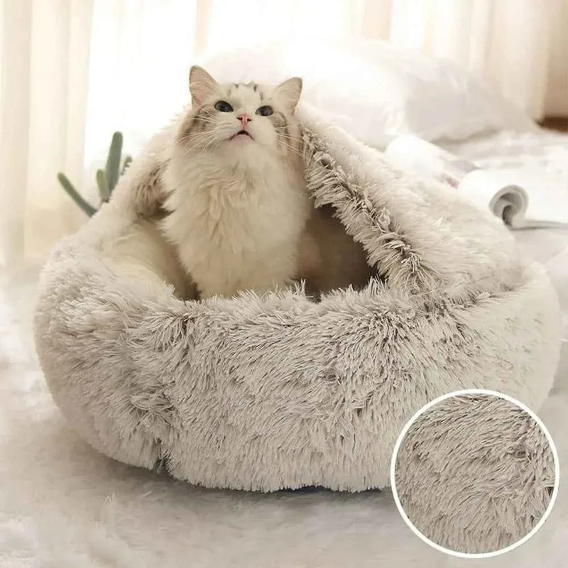 Enclosed Round Plush Cat & Dog Nest
