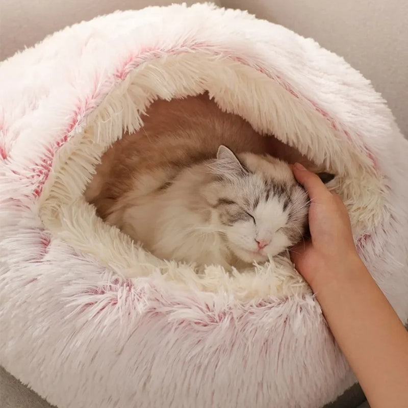 Enclosed Round Plush Cat & Dog Nest
