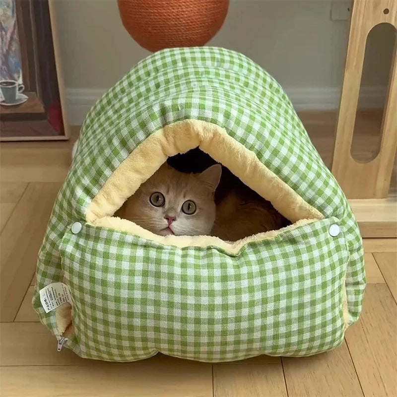 Kawaii Thermal Plush Pet Cave Bed