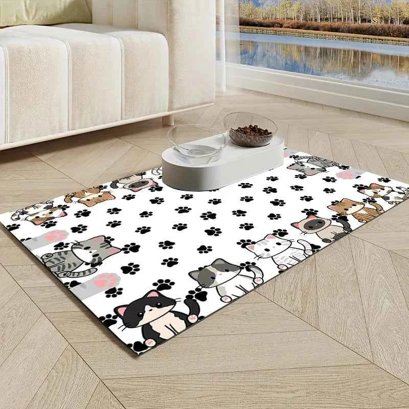 Kawaii Cartoon Diatomaceous Earth Cat Litter & Dining Mat