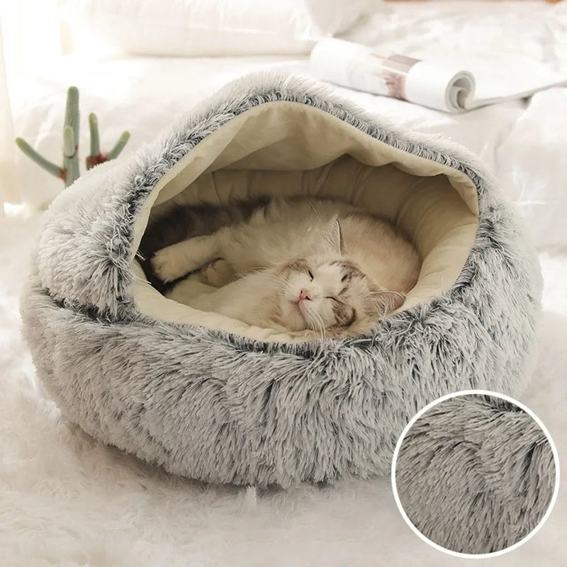 Enclosed Round Plush Cat & Dog Nest