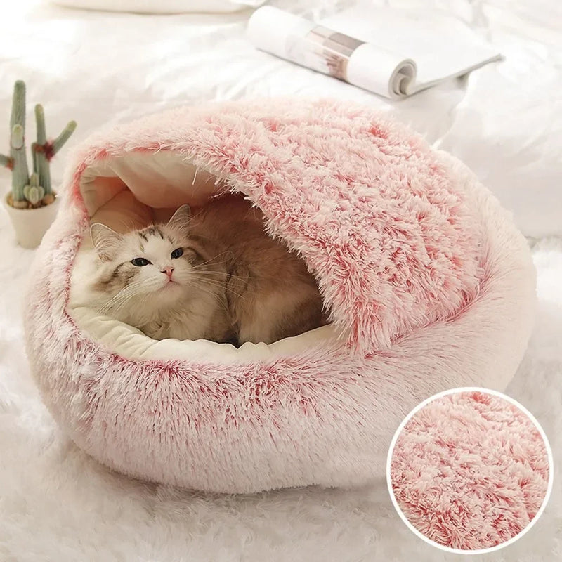 Enclosed Round Plush Cat & Dog Nest