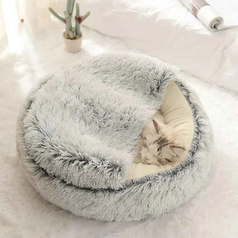 Enclosed Round Plush Cat & Dog Nest