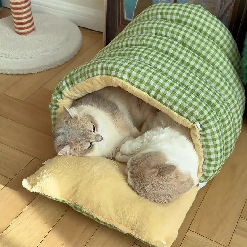 Kawaii Thermal Plush Pet Cave Bed