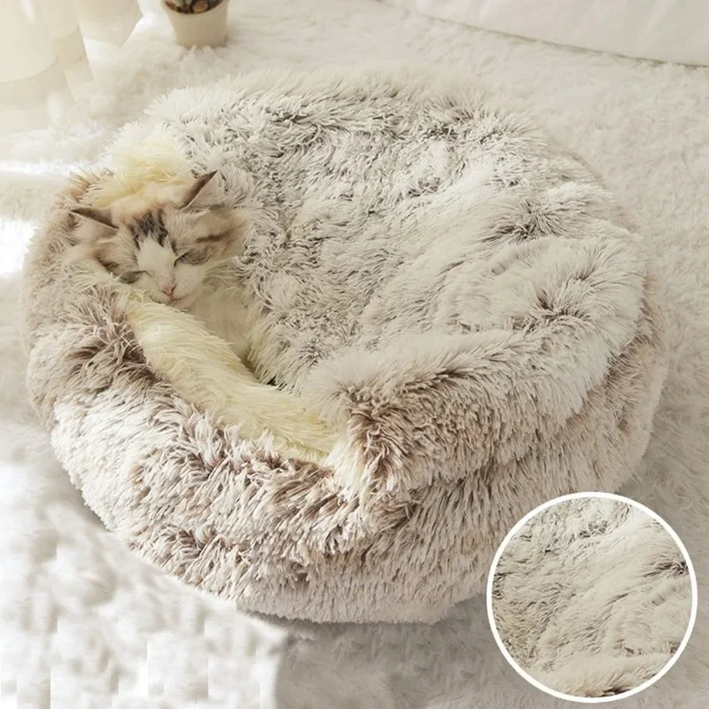 Enclosed Round Plush Cat & Dog Nest