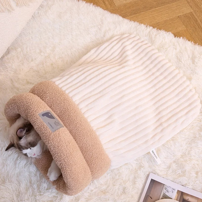 Kawaii Winter Plush Cat Sleeping Bag
