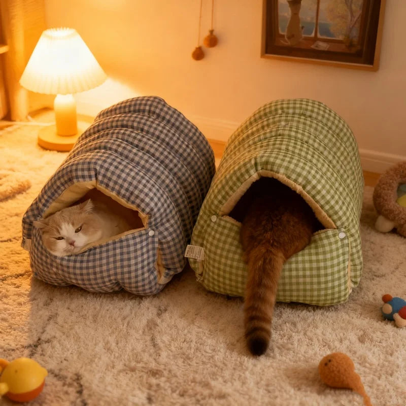 Kawaii Thermal Plush Pet Cave Bed