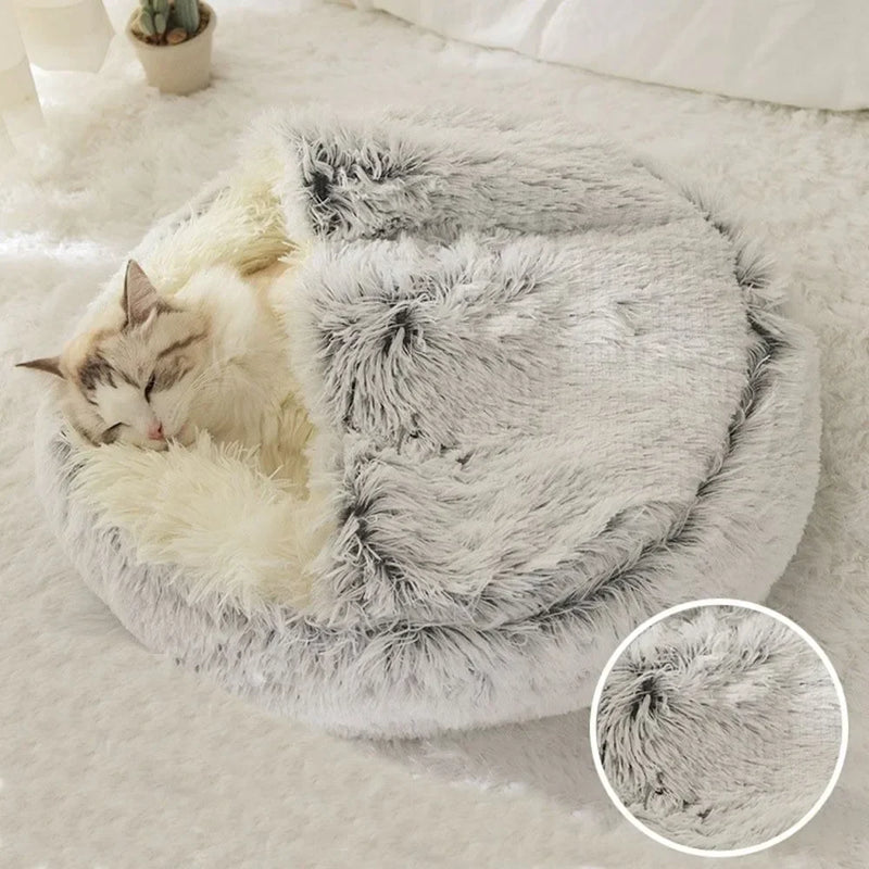 Enclosed Round Plush Cat & Dog Nest