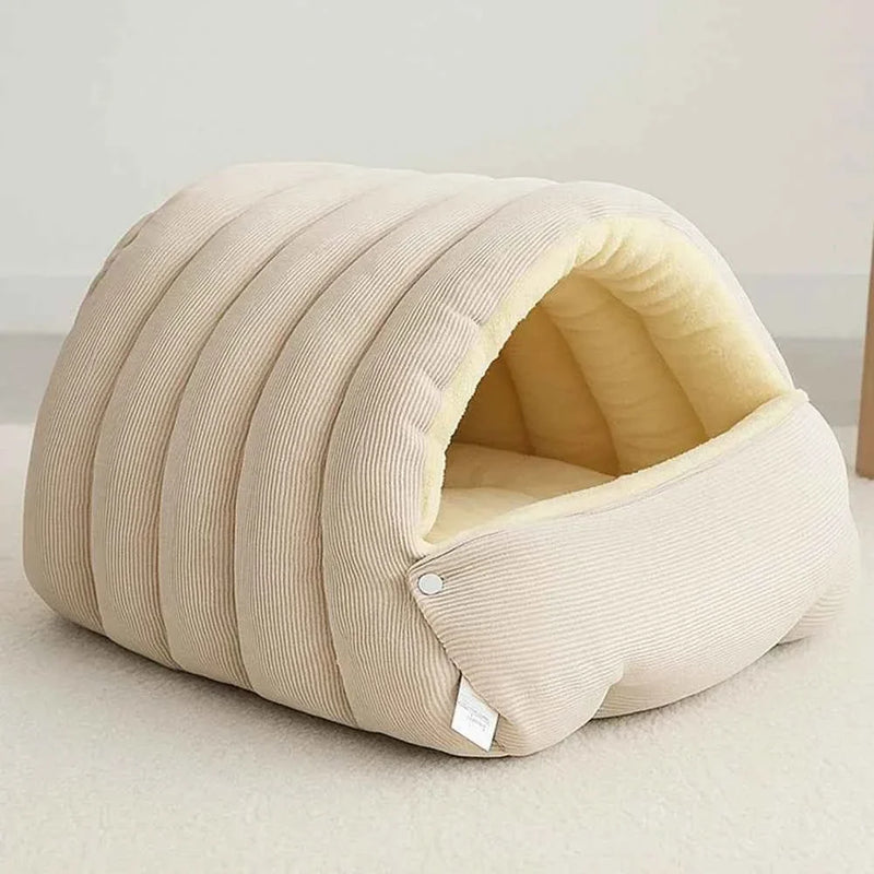 Kawaii Winter Plush Cat Cave Bed