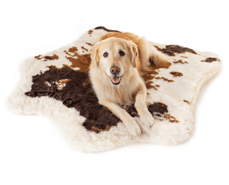 PupRug® Animal Print Memory Foam Dog Bed - Brown Faux Cowhide