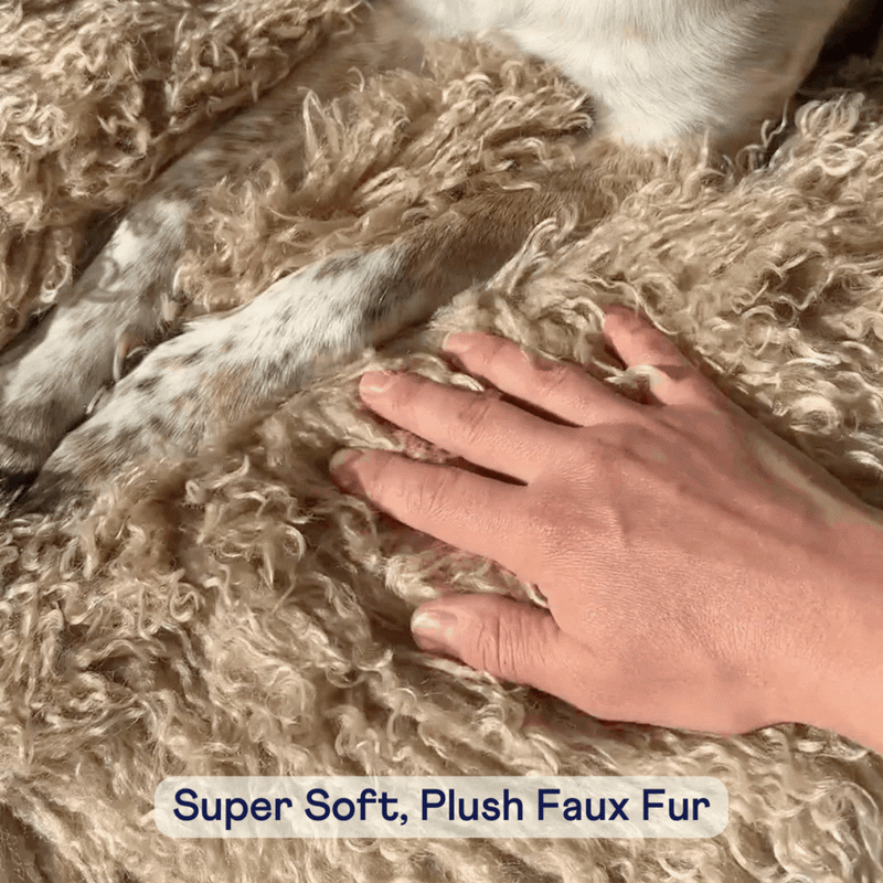 PupRug® Luxe Faux Fur Orthopedic Dog Bed -  Plush Sheep Tan
