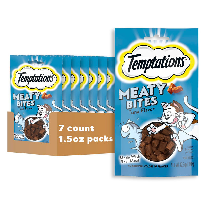 TEMPTATIONS Meaty Bites Soft and Savory Cat Treats Tuna Flavor (7) 1.5 oz. Pouches