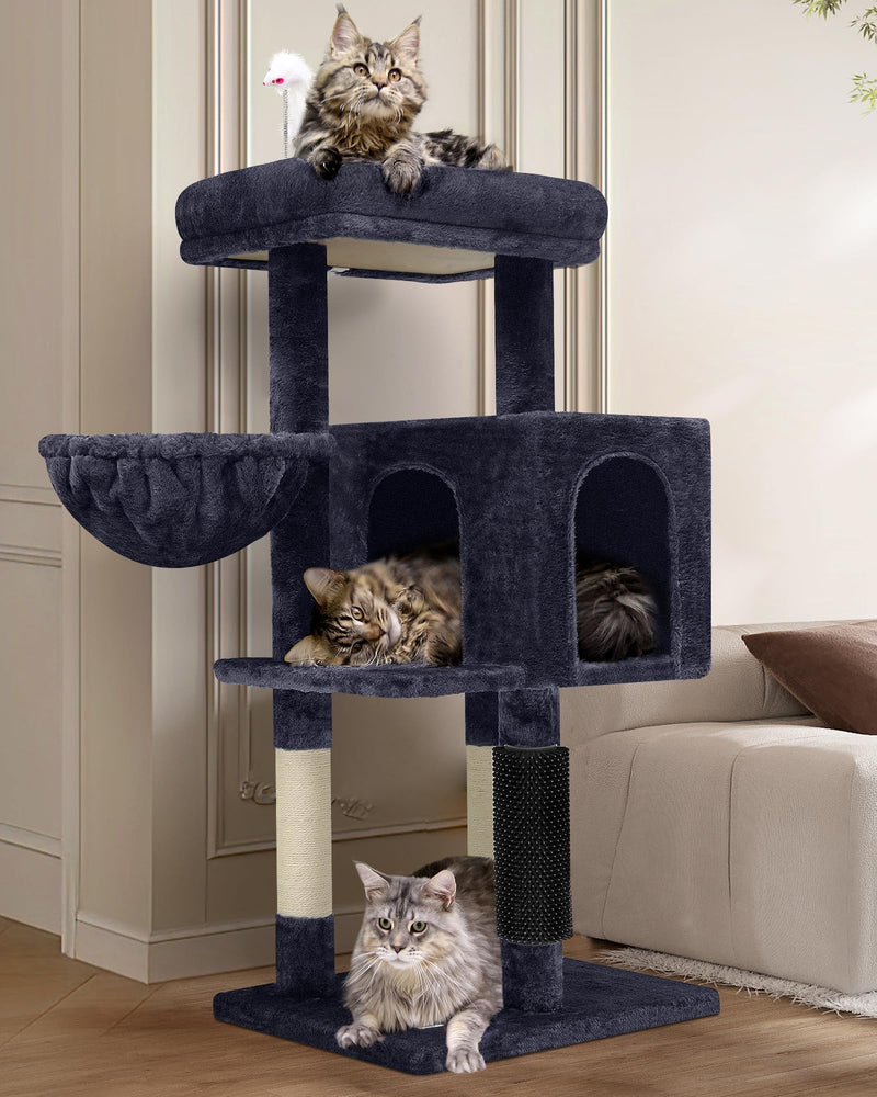 Globlazer F46B 46-inch Cat Tree with Condo & Basket, Dark Gray