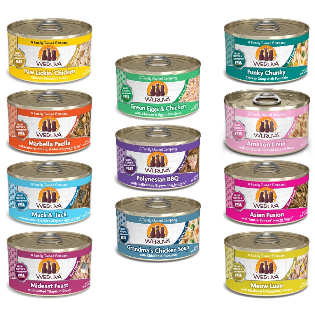 Weruva Classic Cat 11 Flavors Variety Pack Grain and Gluten Free 3 Ounce Cans Pack of 24