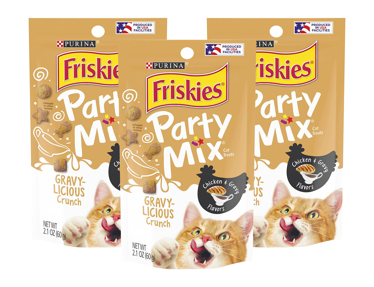 Friskies Party Mix Gravy-Licious Cat Treats, 2.1 oz, 3 Pack