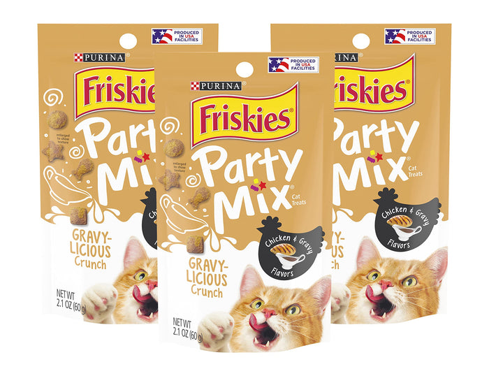 Friskies Party Mix Gravy-Licious Cat Treats, 2.1 oz, 3 Pack