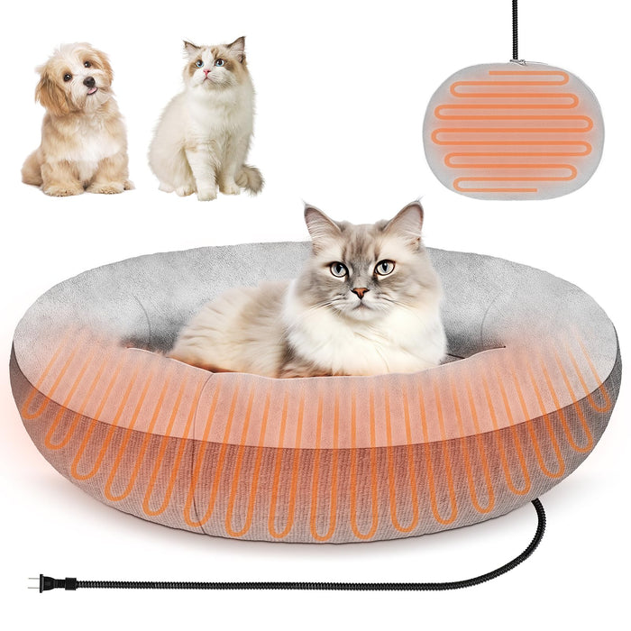 Heated Bed for Cats & Small Dogs with Washable Cover