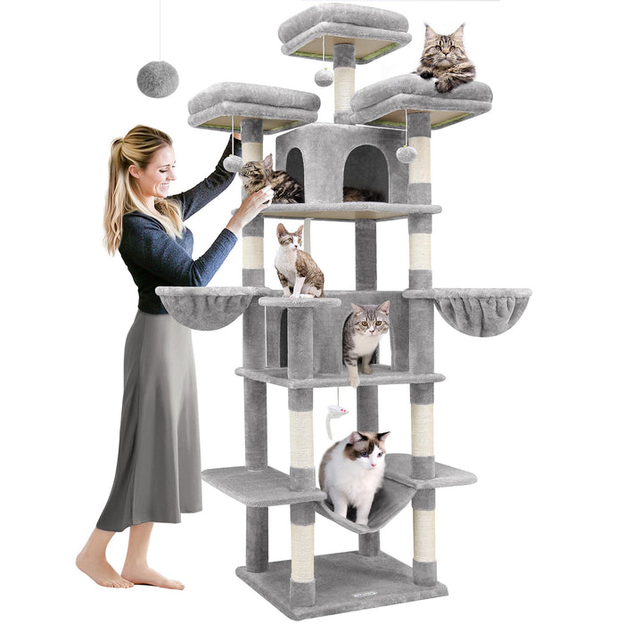Globlazer F80 80-inch Cat Tree with Perches & Condos, Light Grey
