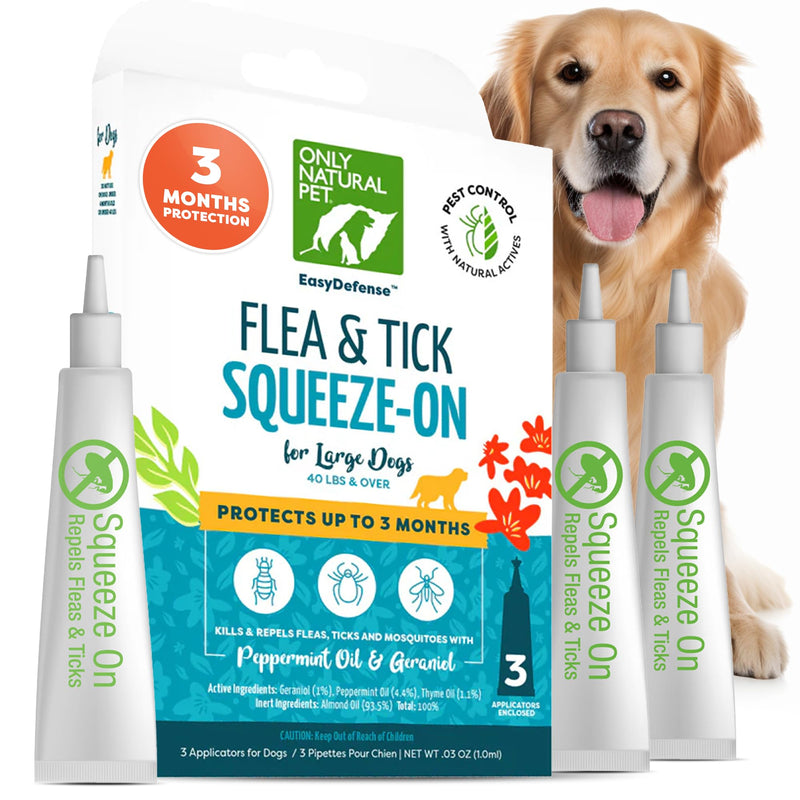Only Natural Pet EasyDefense Herbal Flea & Tick Drops for Dogs Over 40 lb, 3 Months