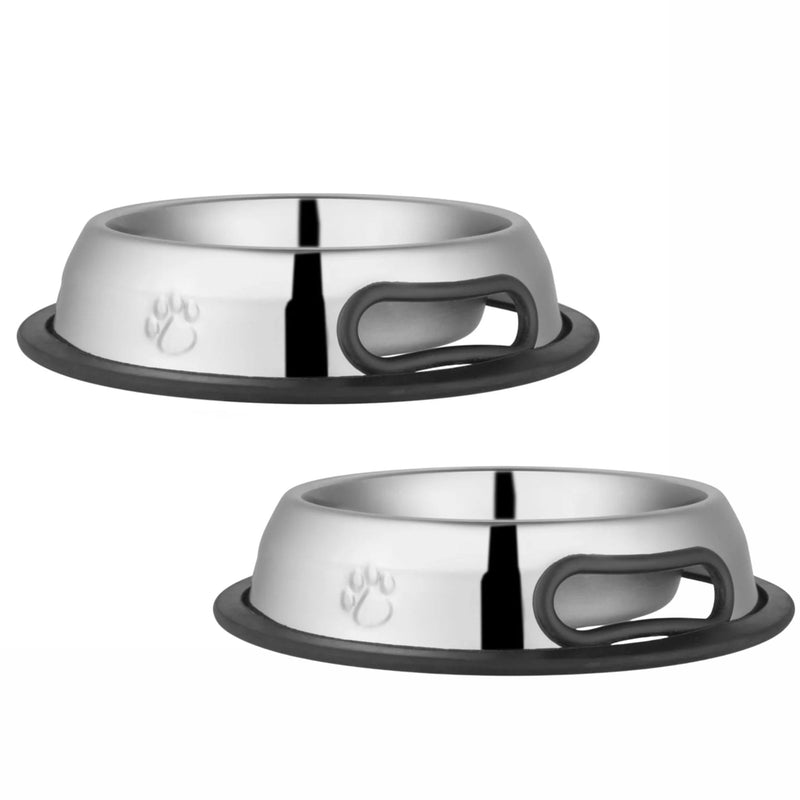 Jeffers Embossed No-Tip Stainless Steel Pet Bowl