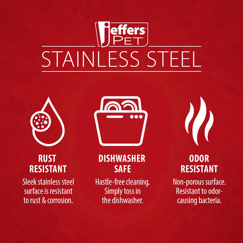 Jeffers Embossed No-Tip Stainless Steel Pet Bowl