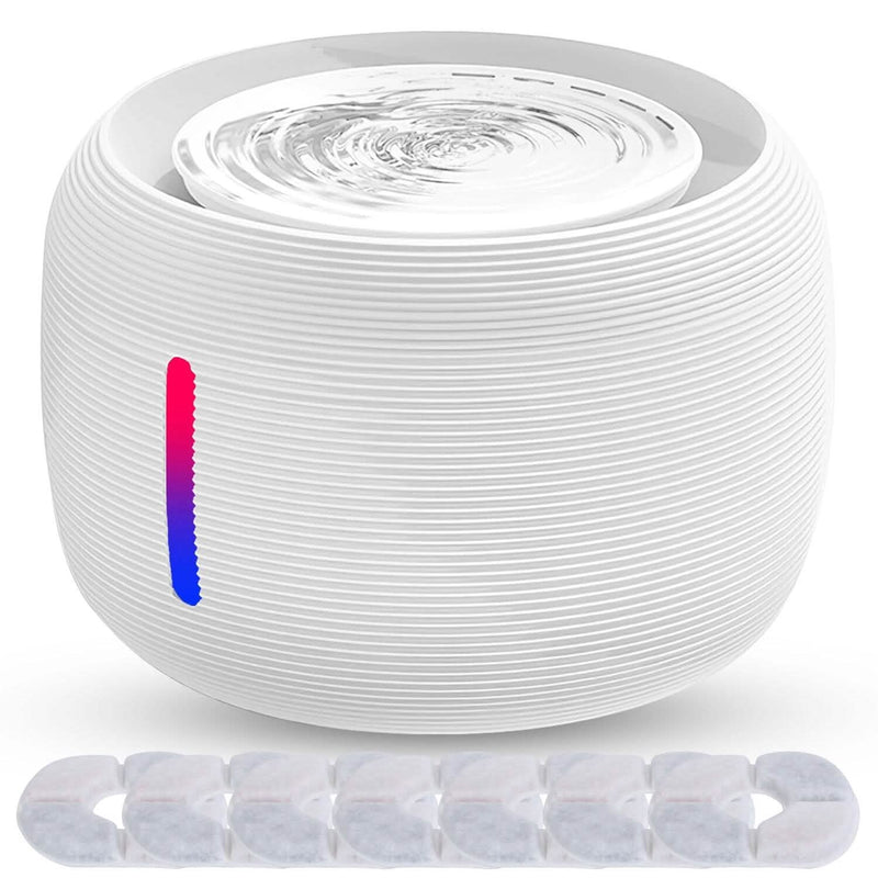 Pet Water Fountain with LED Light & 7 Replacement Filters