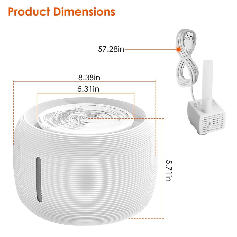 Pet Water Fountain with LED Light & 7 Replacement Filters