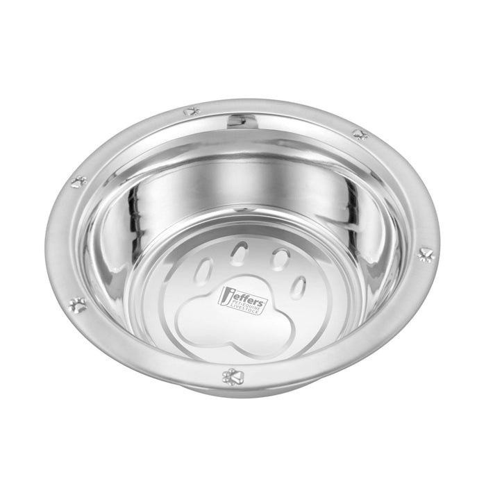 Jeffers Embossed Wide-Lip Stainless Steel Pet Bowl